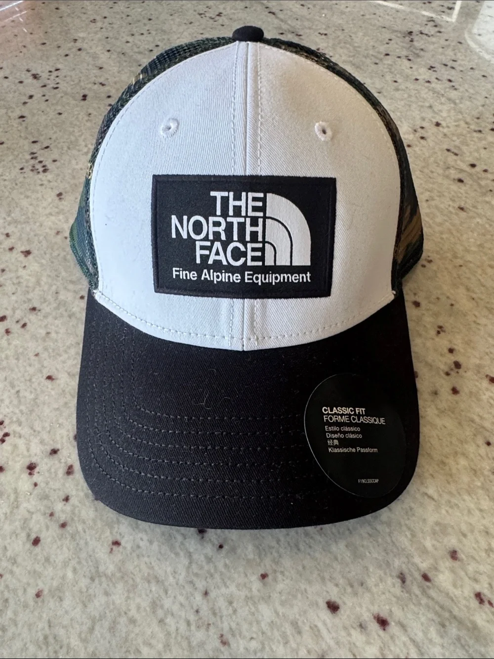 The North Face White Front Black Bill Camouflage Mesh Trucker Hat